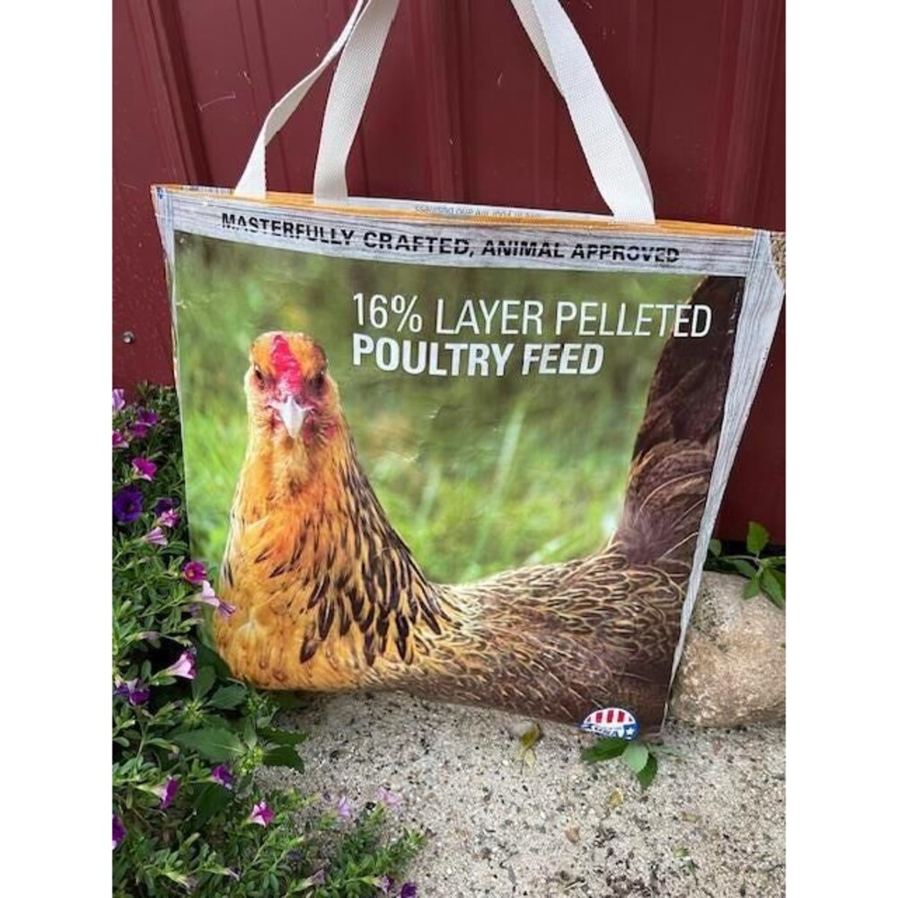 Upcycled Chicken Feed Bag Tote | Recycled Poultry Feed Sack Market Bag
